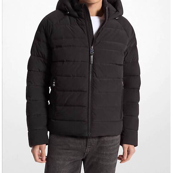 NEW MICHAEL KORS clarkson packable quilted hooded jacket in black